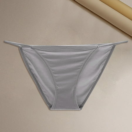 Gray Panties for Women s Solid Color Low Rise String Bikini Panty Stretch Briefs