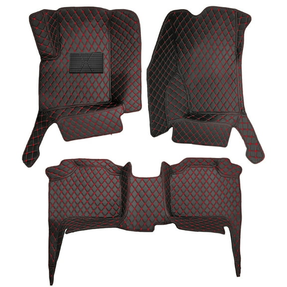 Tuqiang Car Floor Mats for TOYOTA Corolla 2007-2011 Floor Liner Carpet Waterproof Anti-Skid PU Leather Full Coverage Liner Front ＆ Rear Mat Black and Red