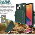 thumbnail image 6 of TECH CIRCLE For iPhone 14 Plus Wallet Case,Card Holder Phone Case for Women, Zipper PU Leather Purse Kickstand Folio Flip Case with Crossbody Strap for Apple iPhone 14 Plus 6.7" 2022,Darkgreen, 6 of 8
