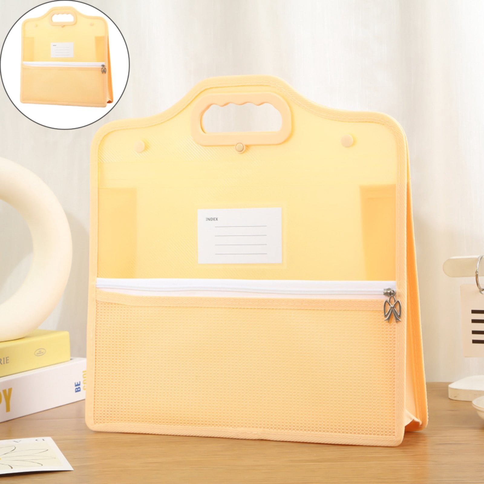 LYINGF Large Handle Pencil Case and Pen Bag, Features Big Capacity Storage with Double Zipper Closure, Desk Organizer for Markers, Stationary Items, and Makeup Cosmetics