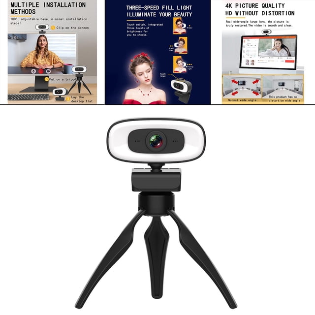 Equipo de cámara web portátil Hugo Micrófono Full Cable USB Luz de relleno ajustable