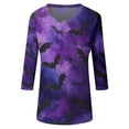 thumbnail image 4 of Halloween Shirts for Women Pumpkin Candy Graphic V-Neck Fall Tees Ghost Print 3/4 Sleeve Spooky Scary Tops 2XL, 4 of 6
