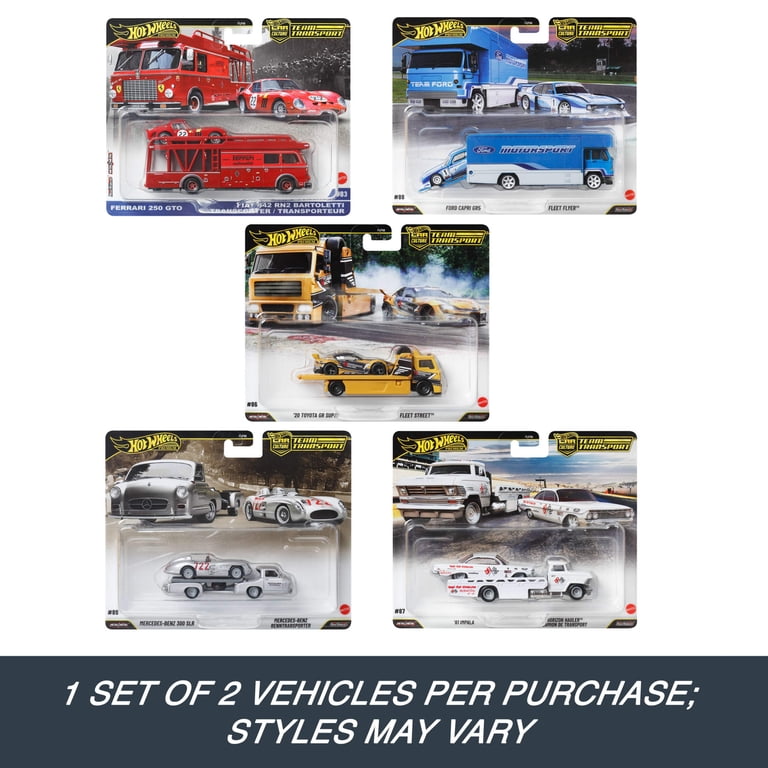 Hot Wheels Team Transport Truck & Race Car, 1:64 Scale for Racing