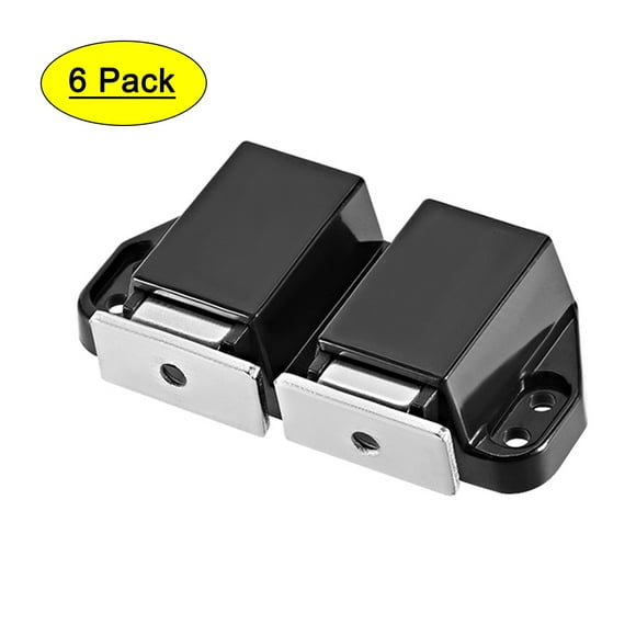 Unique Bargains Double Touch Catch Magnetic Latch for Cabinet Door Cupboard Black 6 pcs