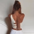 thumbnail image 4 of EGNMCR Camisoles pour Femmes Femmes Mode Col en V Uni Bandage Dos Nu Ajusté Sans Manches Hauts Blouse, 4 of 8
