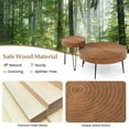 thumbnail image 6 of Canddidliike Set of 2 Solid Wood Ring Pattern Farmhouse Round Coffee Tables-Brown, Tea Table, 6 of 7
