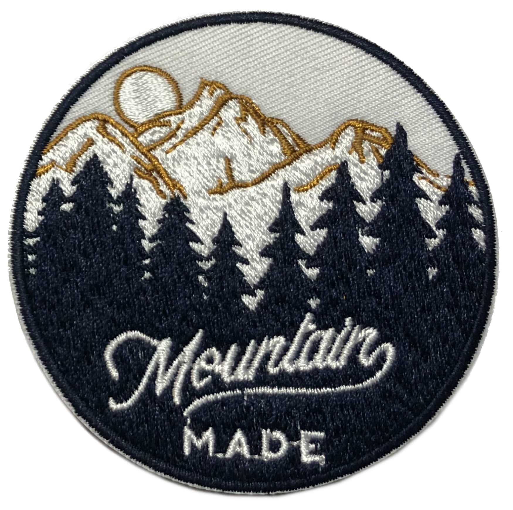 Embroidered Iron-On Patches with Mountain Water Design