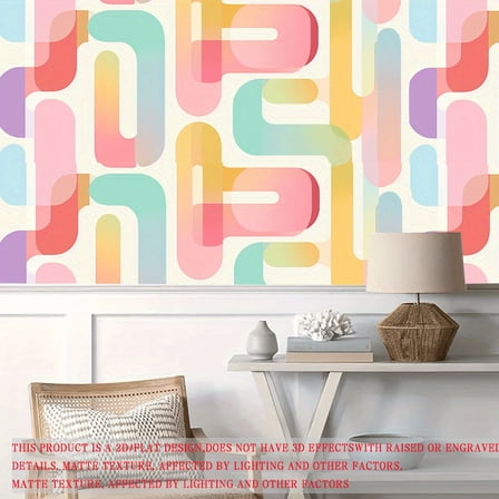 1 roll of 2D Flat modern and fashionable style wallpaper, geometric pattern wallpaper, detachable self-adhesive contact paper, suitable for bedroom and bathroom decoration, easy to install, detachabl