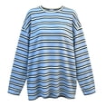 thumbnail image 5 of Womens Oversized Striped Long Sleeve Shirts Fall Tops 2026 Basic Tees Crewneck Fitness Clothing,Y2k Streetwear,Workout Gym Athletic,Plus Size Fashion,Winter Outfits,Cute Sweatshirts Sky Blue S, 5 of 5