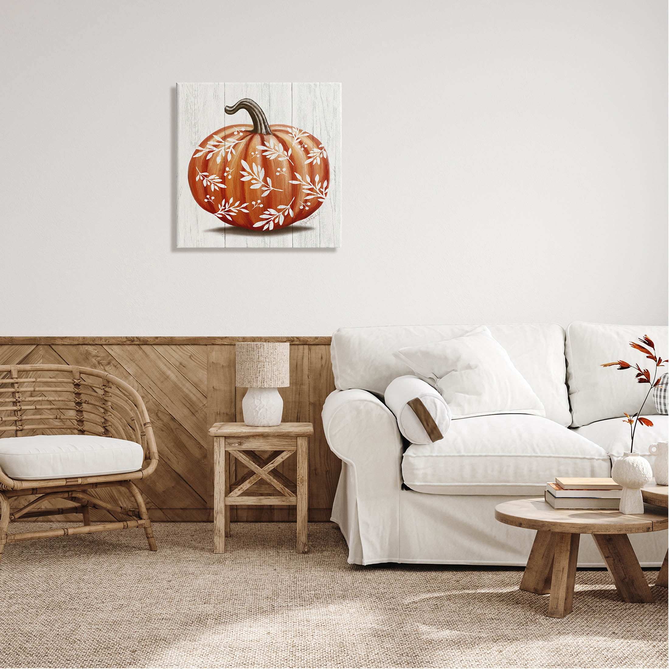 Stupell Industries Orange Fall Botanical Pumpkin Graphic Art Gallery Wrapped Canvas Print Wall Art, Design by Elizabeth Tyndall