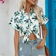 thumbnail image 6 of Lovskoo 2024 Womens Hawaiian Shirts Button Up Casual Floral Tropical Shirt Summer Beach Shirt Cool Short Sleeve Blouse Tops Green M, 6 of 6