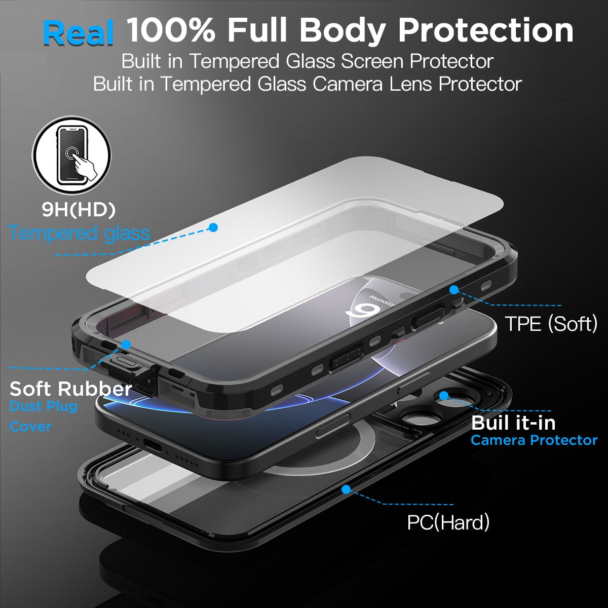 AICase IP68 Waterproof Case For iPhone 16 Pro Max/iPhone 16/iPhone 16 Plus/iPhone 16 MagSafe Cover Shockproof Built-in Screen Protector