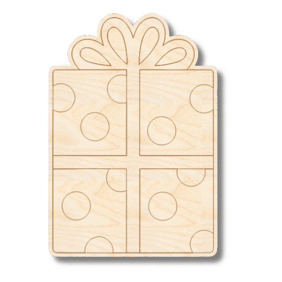 Unfinished Wood Etched Present Shape 12" / 1/8"