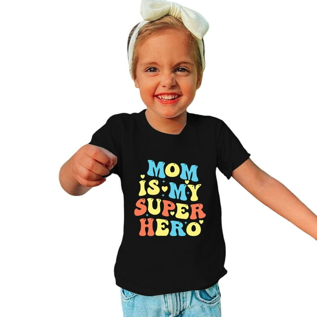 TZEWGL Tops For Child Cartoon Print Short Sleeve Crewneck Top For Baby size 5-6T