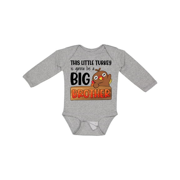 Inktastic This Little Turkey is Gonna be a Big Brother Boys Long Sleeve Baby Bodysuit