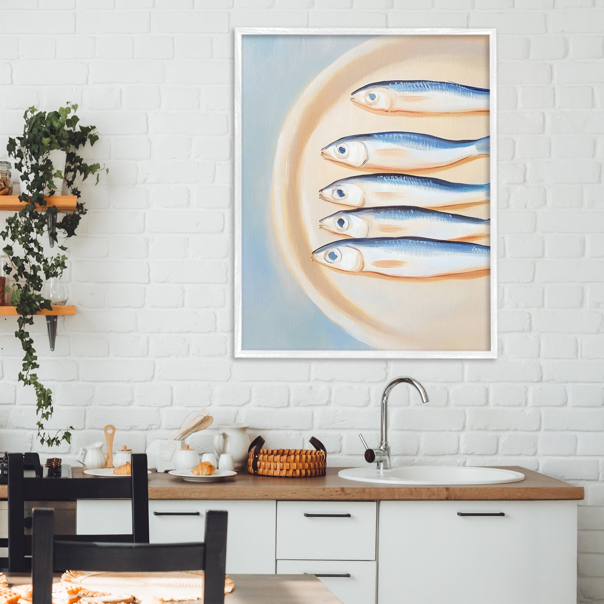 Stupell Industries Plate of Sardines White Framed Giclee Art, design by The Prints Vibe