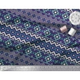 thumbnail image 2 of Soimoi Blue Heavy Satin Fabric Geometric Ikat Print Fabric by the Yard 54 Inch Wide, 2 of 3