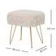 thumbnail image 2 of Ilios Innova | Taburete de tela tipo peluche color beige con patas metálicas doradas, asiento acolchado decorativo estilo glam minimalista para sala o recámara., 2 of 9