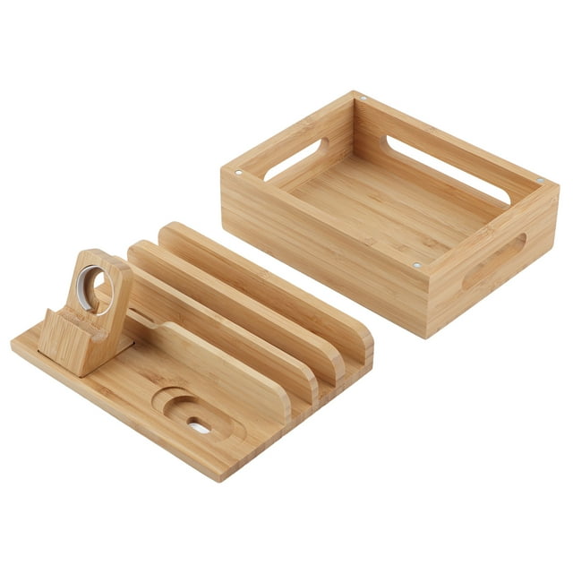 Estante para teléfono, estante de almacenamiento de carga de bambú, soporte para teléfono, estante de almacenamiento de bambú, valor excepcional