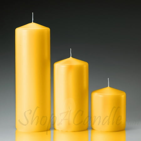 Yellow Citronella Scented Pillar Candles Set Of 3, 3x3 ...