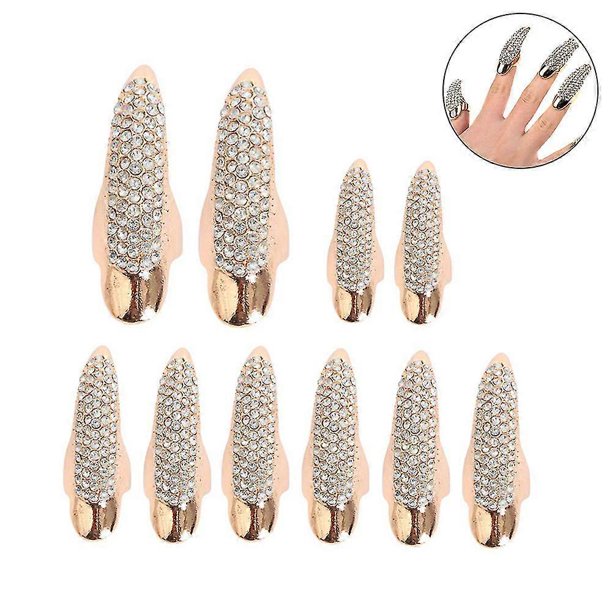 ZHAOCHENG Juego de 10 anillos de garra de águila estilo punk, joyería con uñas postizas, anillo de garra de cristal transparente retro para dedo, nudillos doblados, garra en la punta del dedo