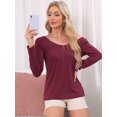 thumbnail image 2 of DARING DIVA Long Sleeves Pullover Solid Round Neck Pajama Tops L Red, 2 of 5