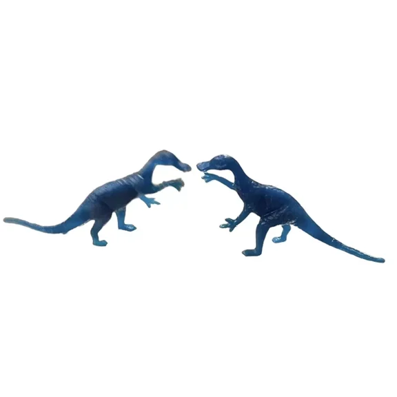 2x Trachodon MPC Dark Blue Dinosaur Mini 2” prehistoric Plastic Figures Lot
