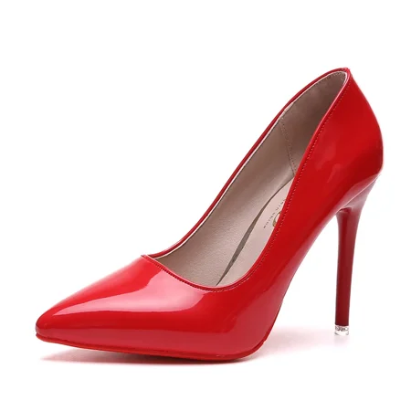 

Plus Size Women Shoes Fashion Pointed Toe Platform Heels Patent Leather Dress High Heels Women Pumps Mary Jane Shoes Red Heels Red 34