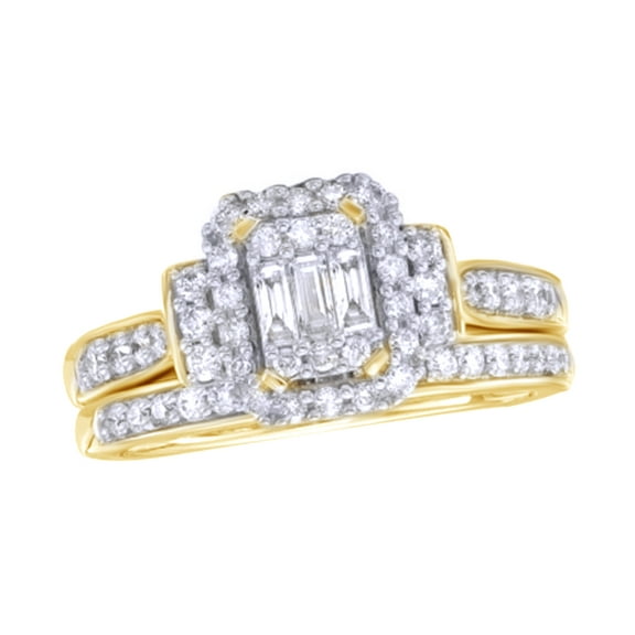 AFFY White Natural Diamond Bridal Set In 10k Yellow Gold (0.63 Cttw)