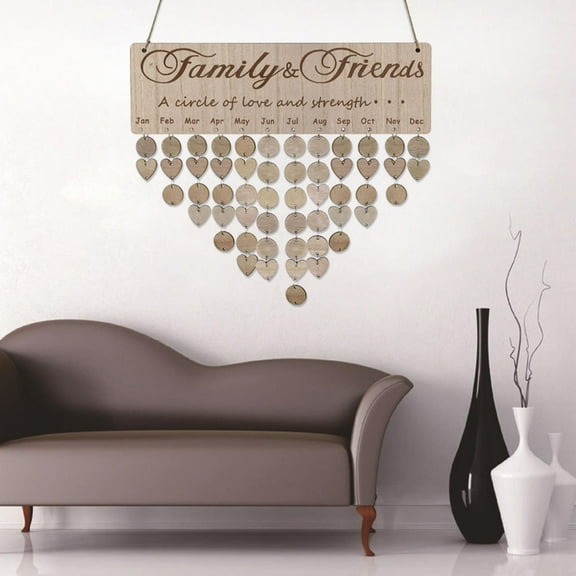 Raindrops  Wood Grain Calendar Sign Birthday Reminder Monthly Wall Calender