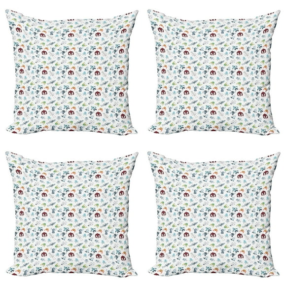 Ambesonne Alien Throw Pillow Cover 4 Pack, Mechanical Robots Futuristic, 16", Multicolor
