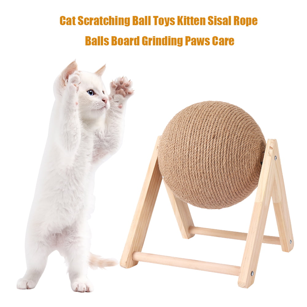Cat Pet Sisal Rope Chase Feather Ball Kitten Play Scratch Rattle Toy Gift G
