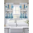 thumbnail image 6 of Lake Paddle Striped Semi Sheer Curtains 54 Inch Length 2 Panels Set, Watercolor Vintage Wood Grain Sheer Kitchen Curtain Privacy Voile Window Curtain for Living Room Bedroom Rod Pocket Drapes, 6 of 7