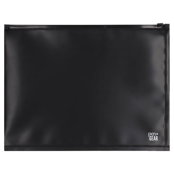 Pen+Gear Poly Zip Document Holder, Letter Size, Black, 9.65” x 12.67”
