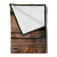 thumbnail image 2 of Chocolate Soft Flannel Fleece Throw Blanket, Rough Dark Timber Texture Image Rustic Country Theme Hardwood Carpentry, Cozy Plush for Indoor and Outdoor Use, 60" x 80", Brown Dark Brown, by Ambesonne, 2 of 5