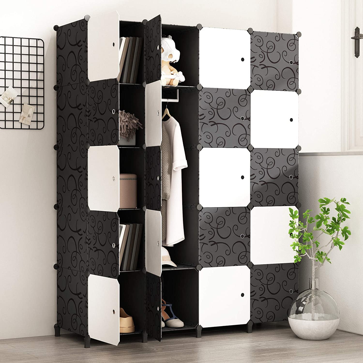 JOISCOPE Portable Wardrobe for Hanging Clothes, Combination Armoire