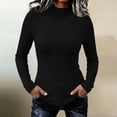 thumbnail image 3 of ClodeEU Women's Mock Turtleneck Long Sleeve Fitted Top, Basic Slim Fit Layering Blouse ,Women's S-XXL, 3 of 9