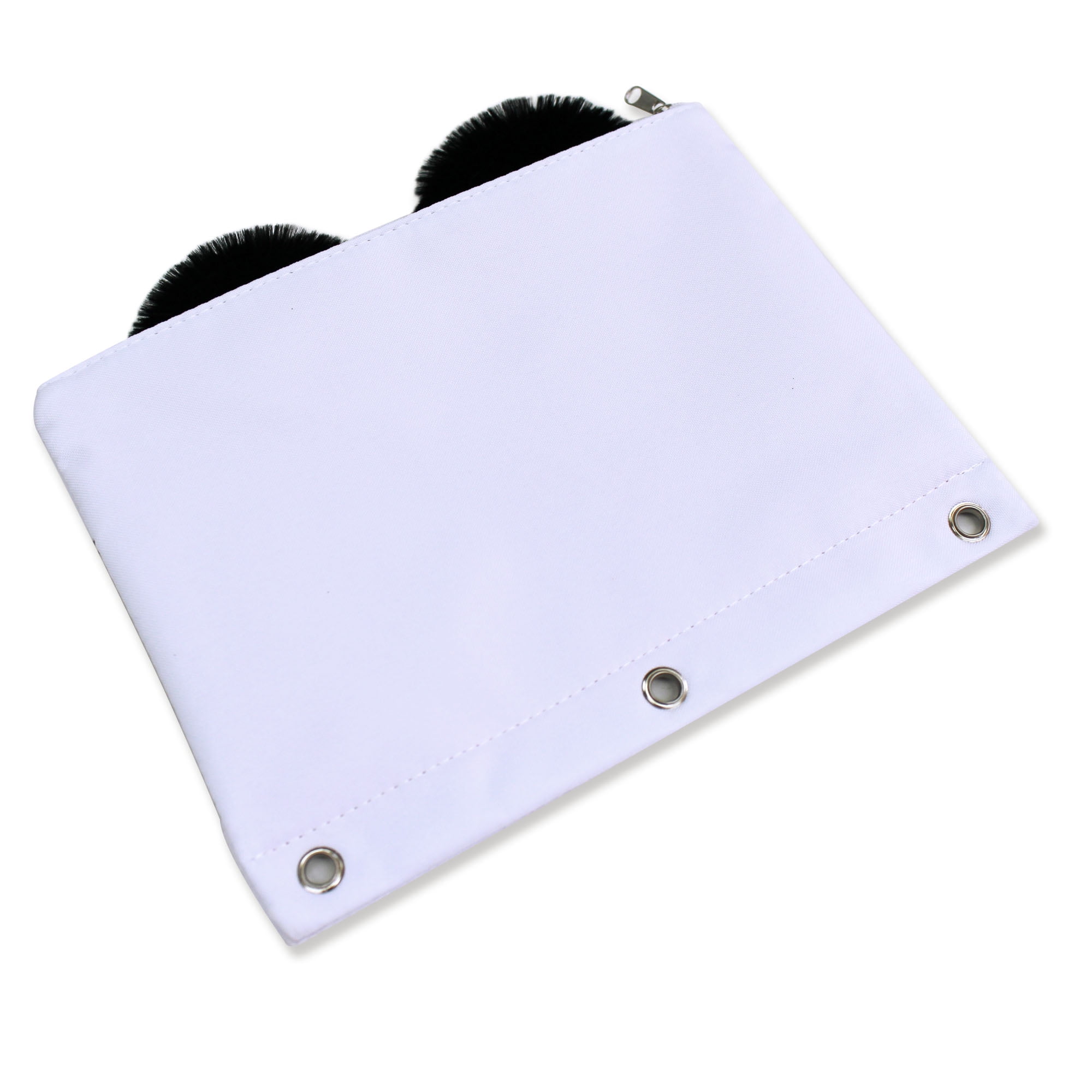 U Style Panda 3 Ring Binder Pencil Pouch with 3D Fuzzy Ears and Glitter Eyes