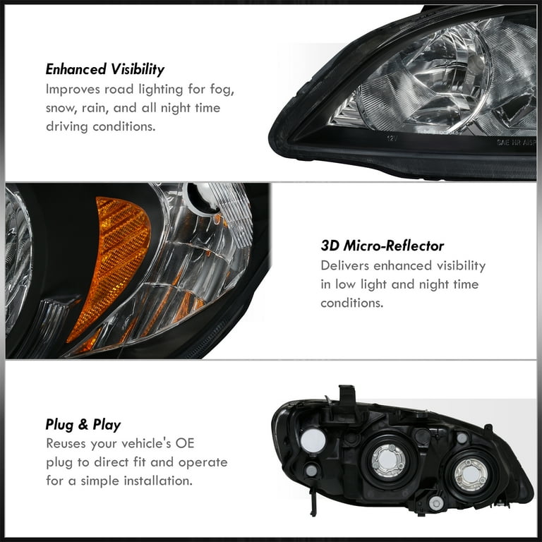 AJP Distributors Black Housing Clear Lens Amber Reflector