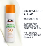 Eucerin Sun Clear Skin Face Sunscreen Lotion SPF 50 with Oil-Absorbing Minerals, 2.5 fl oz