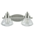 thumbnail image 5 of Aspen Creative 62061-2, Two-Light Metal Bathroom Vanity Wall Light Fixture, 17 1/2" Wide, Transitional Design in Satin Nickel with Clear Seedy Glass Shade, 5 of 6