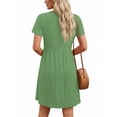 thumbnail image 4 of MOSHU Dresses for Women Crewneck Short Sleeves Women Dresses Casual A-Line Midi Dress with Pockets, 4 of 8