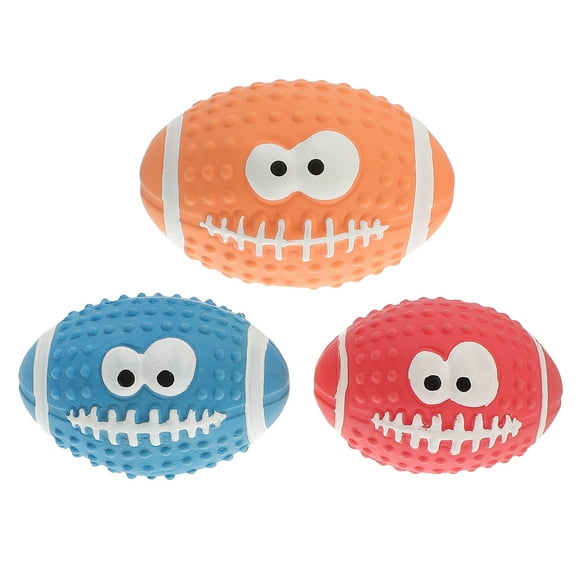 EeaseMX 3 juguetes chirriantes para perros, pelota de rugby de látex, juguete interactivo para mascotas.