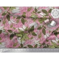 thumbnail image 2 of Soimoi Pink Modal Satin Fabric Artistic Leaves Printed Fabric 1 Yard 42 Inch Wide, 2 of 5