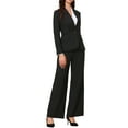 thumbnail image 1 of Conjunto de traje de negocios INSPIRE CHIC para mujer de 2 piezas sin cuello, conjunto de blazer y pantalones, talla L negra, 1 of 6