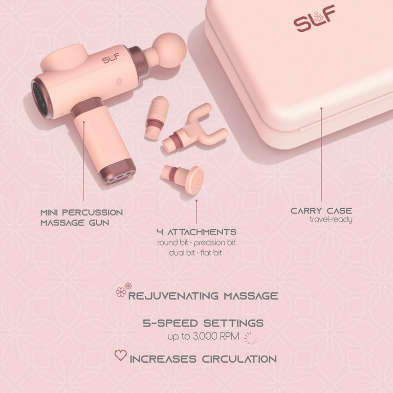 SLF Mini Percussion Massager  Portable Rechargeable Muscle Massage Gun  with Multiple Massage Heads and Speeds