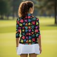 thumbnail image 6 of HUIACONG Colorful Heart Sketch Women's Golf Polo Shirts, Quarter Zip with Zipper Womens 3/4 Sleeve Golf Shirts Breathable Tennis Tops, 6 of 10
