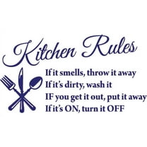 Purple 26" X 16" Kitchen Rules Art Home Mural Vinyl wall art Inspirational quotes and saying home decor decal sticker