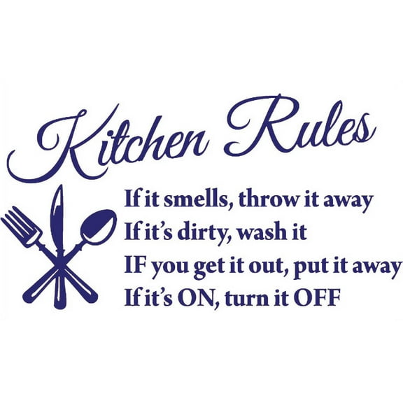Purple 22" X 13" Kitchen Rules Art Home Mural Vinyl wall art Inspirational quotes and saying home decor decal sticker
