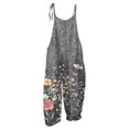 thumbnail image 7 of Women Linen Overalls Summer Casual Floral Printed Loose Fit Jumpsuits Boho Cute Wide Leg Rompers Pants with Pockets, 7 of 7